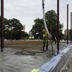 Gjutning av tillbyggnadens betongplatta, september 2018.