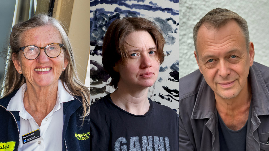 Montage med porträtt av de tre föredragshållarna.